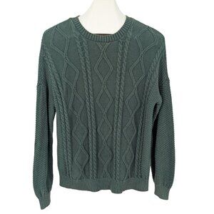 Hollister Cable Knit Sweater Women Size S Fisherman Chunky Oversized Pullover